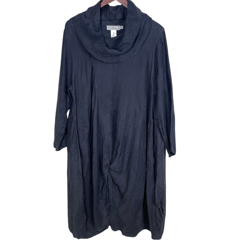 Cheyenne Linen Patterned Cowl Neck Balloon Hem Dress Size L/XL